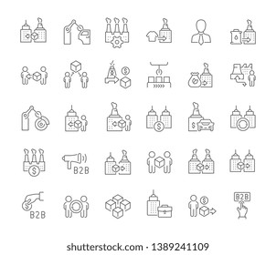 Conjunto de iconos vectoriales de b2b para conceptos modernos, web y aplicaciones.