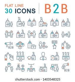 Set of vector line icons of b2b for modern concepts, web and apps.