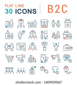 Set of vector line icons of b2c for modern concepts, web and apps.