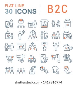 Set of vector line icons of b2c for modern concepts, web and apps.