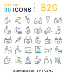 Set of vector line icons of B2G for modern concepts, web and apps. 