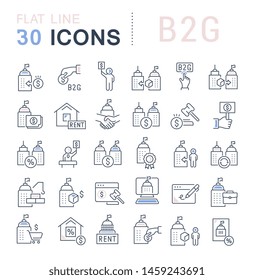 Set of vector line icons of B2G for modern concepts, web and apps. 
