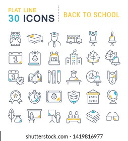 Set of vector line icons of back to school for modern concepts, web and apps.