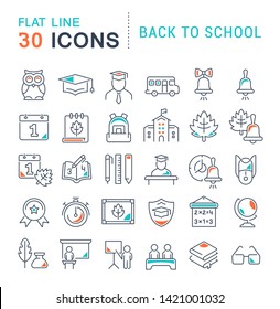 Set of vector line icons of back to school for modern concepts, web and apps.