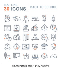 Set of vector line icons of back to school for modern concepts, web and apps.