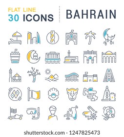 Set of vector line icons of Bahrain for modern concepts, web and apps.