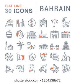 Set of vector line icons of Bahrain for modern concepts, web and apps.