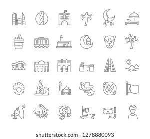 Set of vector line icons of Bahrain for modern concepts, web and apps.