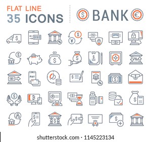 Set of vector line icons of bank for modern concepts, web and apps.