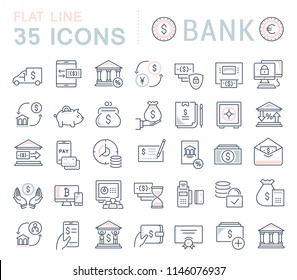 Set of vector line icons of bank for modern concepts, web and apps.