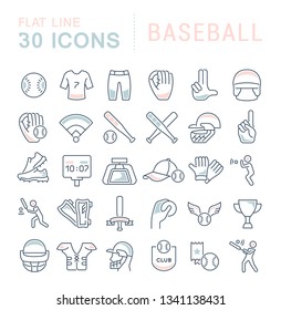 Set of vector line icons of baseball for modern concepts, web and apps.