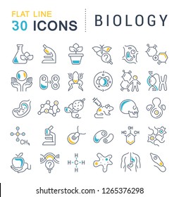 Set of vector line icons of biology for modern concepts, web and apps. 