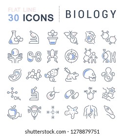 Set of vector line icons of biology for modern concepts, web and apps. 