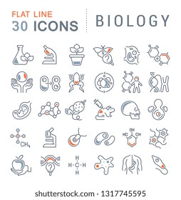Set of vector line icons of biology for modern concepts, web and apps. 