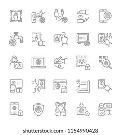 Set of vector line icons of biometrics for modern concepts, web and apps.