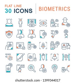 Set of vector line icons of biometrics for modern concepts, web and apps.