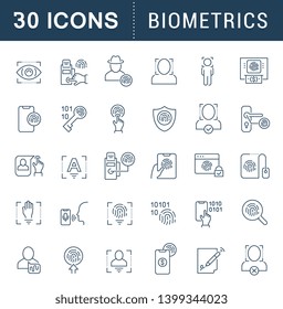 Set of vector line icons of biometrics for modern concepts, web and apps.