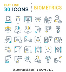 Set of vector line icons of biometrics for modern concepts, web and apps.
