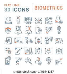 Set of vector line icons of biometrics for modern concepts, web and apps.