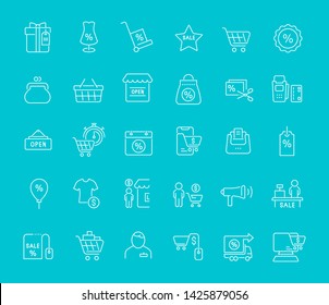 Set of vector line icons of black friday for modern concepts, web and apps.