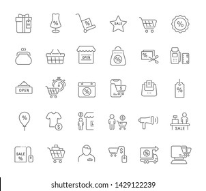 Set of vector line icons of black friday for modern concepts, web and apps.