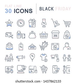 Set of vector line icons of black friday for modern concepts, web and apps.