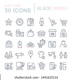 Set of vector line icons of black friday for modern concepts, web and apps.