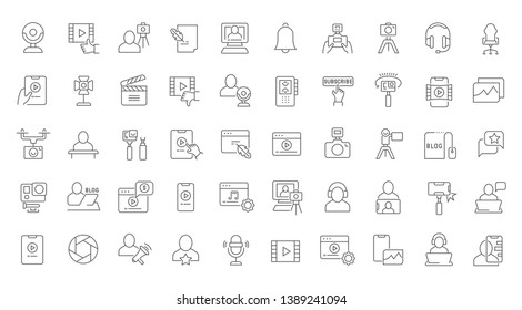 Set of vector line icons of blogging for modern concepts, web and apps.