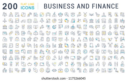 Set of vector line icons of business and finance for modern concepts, web and apps.