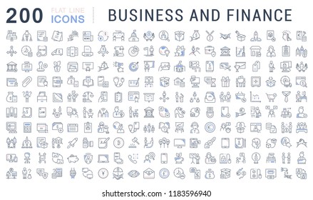 Set of vector line icons of business and finance for modern concepts, web and apps.