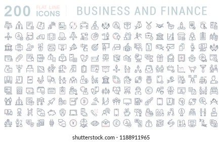 Set of vector line icons of business and finance for modern concepts, web and apps.