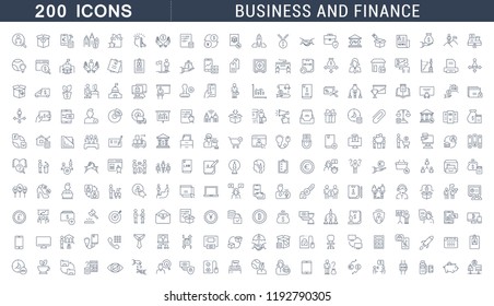 Set of vector line icons of business and finance for modern concepts, web and apps.