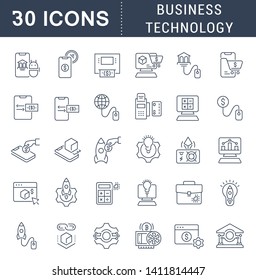 Set of vector line icons of business technology for modern concepts, web and apps.