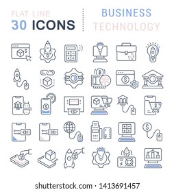 Set of vector line icons of business technology for modern concepts, web and apps.