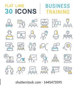 Set of vector line icons of business training for modern concepts, web and apps.