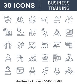 Set of vector line icons of business training for modern concepts, web and apps.