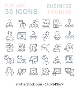 Set of vector line icons of business training for modern concepts, web and apps.