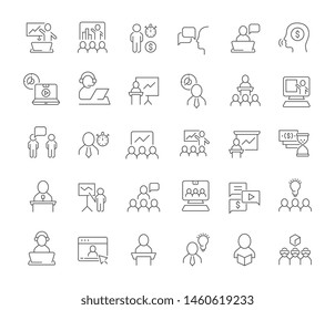 Conjunto de iconos vectoriales de formación empresarial para conceptos modernos, web y aplicaciones.