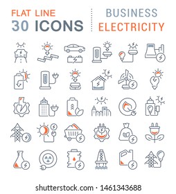 Set of vector line icons of business electricity for modern concepts, web and apps. 