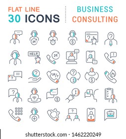 Set of vector line icons of business consulting for modern concepts, web and apps. 