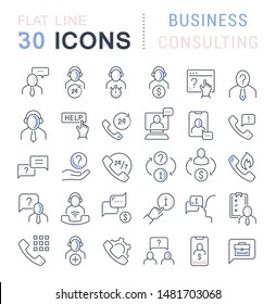 Set of vector line icons of business consulting for modern concepts, web and apps. 