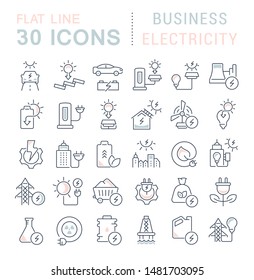 Set of vector line icons of business electricity for modern concepts, web and apps. 