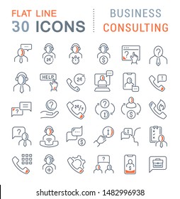 Set of vector line icons of business consulting for modern concepts, web and apps. Set of vector line icons of business consulting for modern concepts, web and apps.