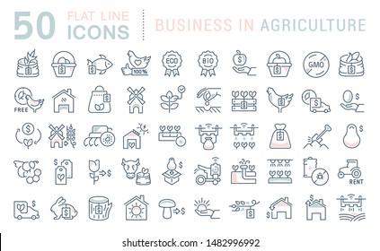 Set of vector line icons of business in agriculture for modern concepts, web and apps.  - Shutterstock ID 1482996992