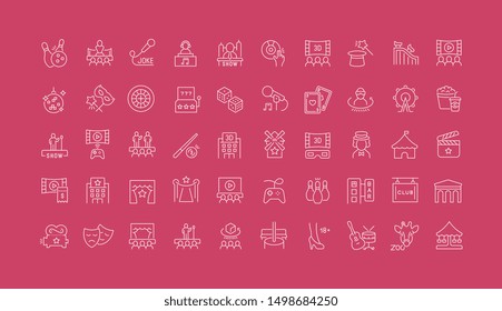 Set of vector line icons of business of entertainment for modern concepts, web and apps.