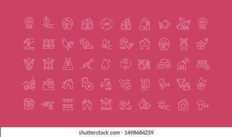 Set of vector line icons of business in agriculture for modern concepts, web and apps. 