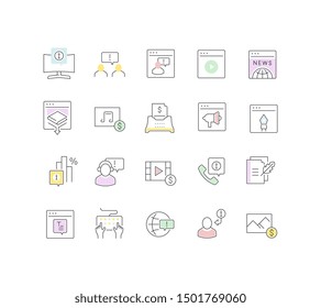 Set of vector line icons of business information for modern concepts, web and apps. 
