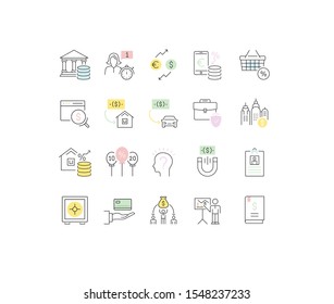Set of vector line icons of business and finance for modern concepts, web and apps.
