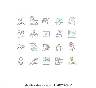 Conjunto de iconos vectoriales de formación empresarial para conceptos modernos, web y aplicaciones.