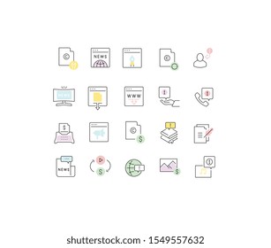 Set of vector line icons of business information for modern concepts, web and apps. 